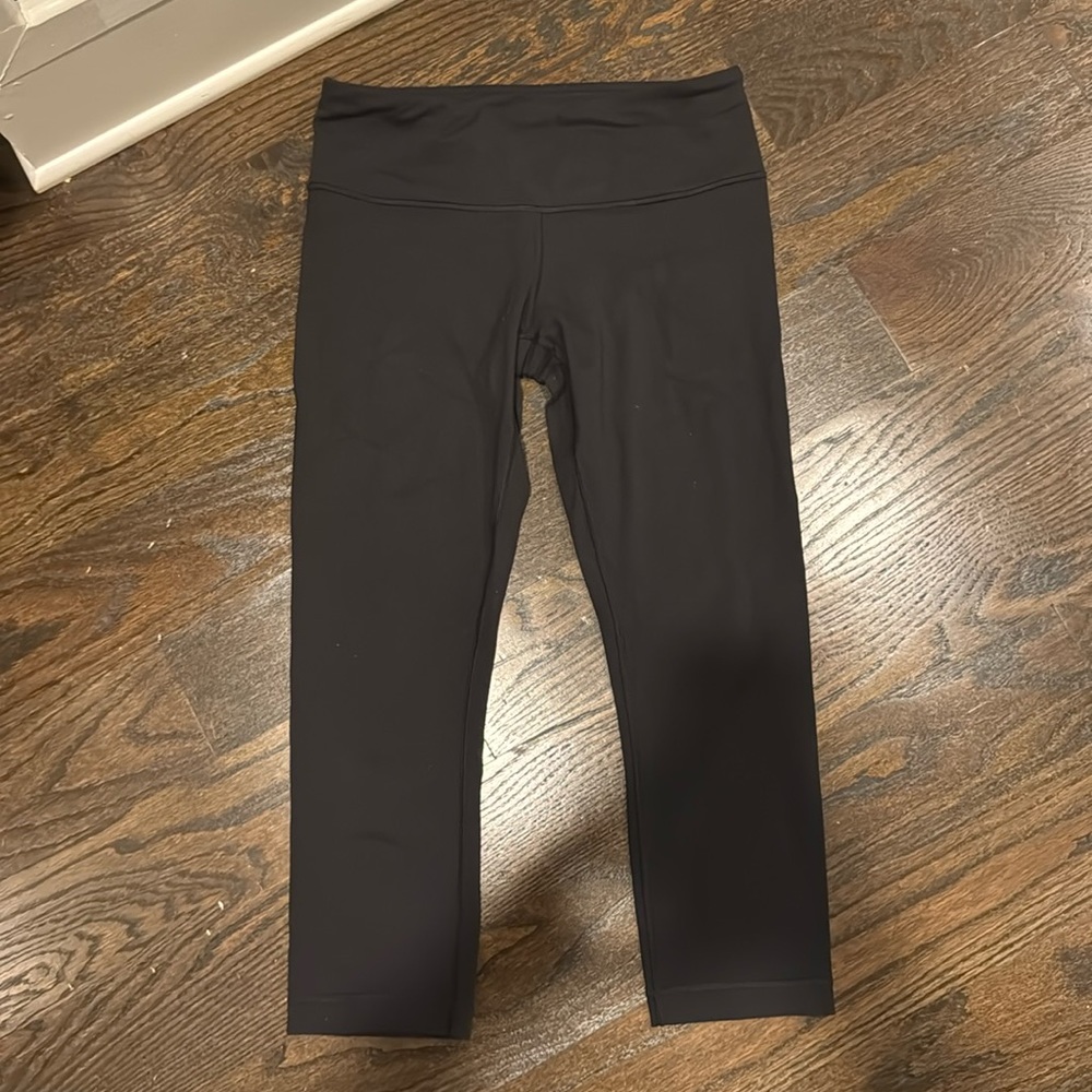 Lululemon Wunder Under Cropped Solid Black Leggin… - image 1